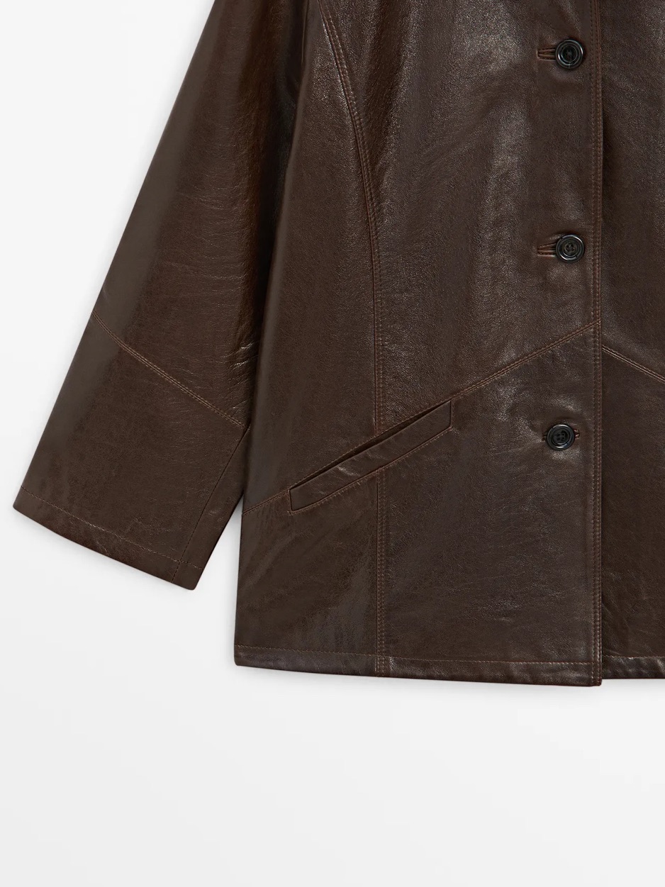 Massimo Dutti Nwt Nappa Leather Jacket Brown 4704/664 — image 6 of 8